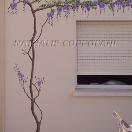Trompe l'oeil Glycine sur mur extérieur - Nathalie Coppolani Artiste peintre La Rochelle