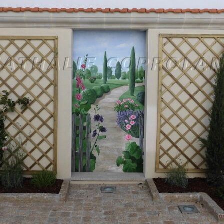 Trompe l'oeil jardin à La Rochelle - Nathalie Coppolani Artiste peintre Nouvelle Aquitaine