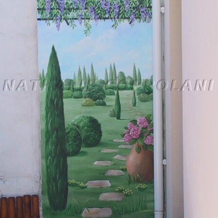 Trompe l'oeil Jardin sur mur extérieur - Nathalie Coppolani Artiste peintre La Rochelle