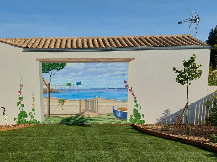 Trompe l'oeil paysage Echillais - Nathalie Coppolani Artiste peintre à La Rochelle