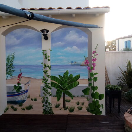 Trompe l'oeil paysage Aytré, avant - Nathalie Coppolani Artiste peintre à La Rochelle