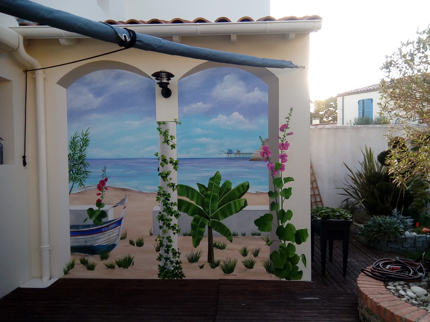 Trompe l'oeil paysage Aytré, avant - Nathalie Coppolani Artiste peintre à La Rochelle