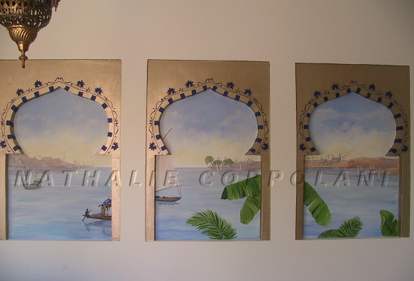 Trompe l'oeil sur mur intérieur - style oriental - Aytré - Nathalie Coppolani Artiste peintre La Rochelle