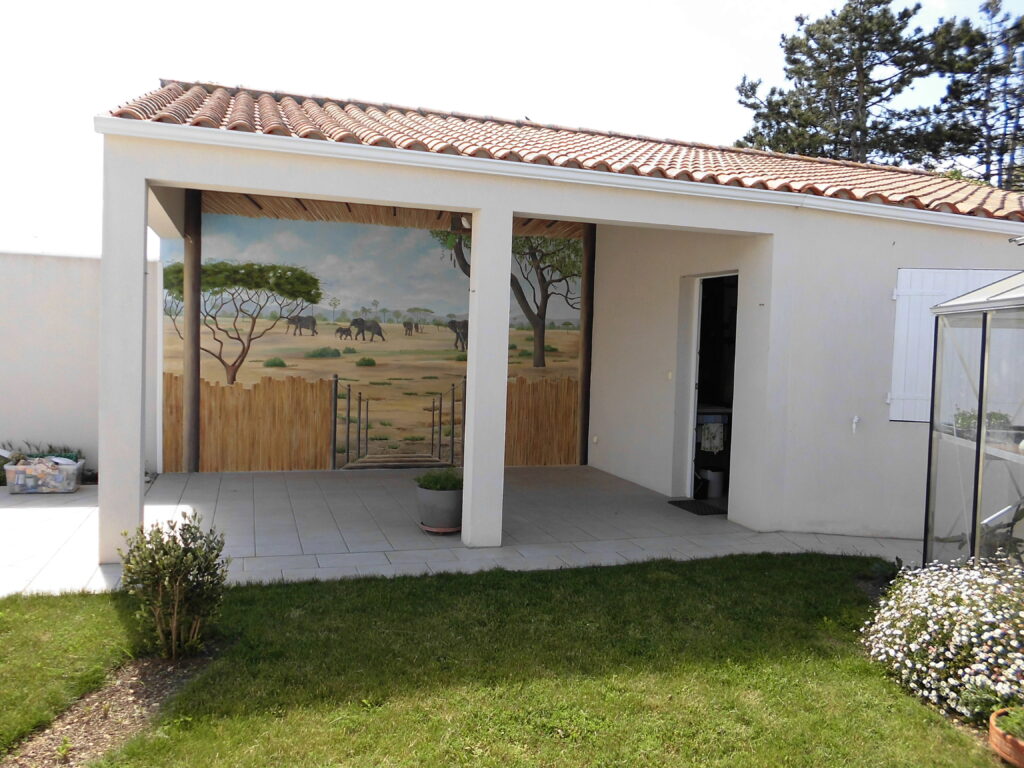 Trompe l'oeil Savane sous le porche d'un particulier - Nathalie Coppolani Artiste peintre La Rochelle