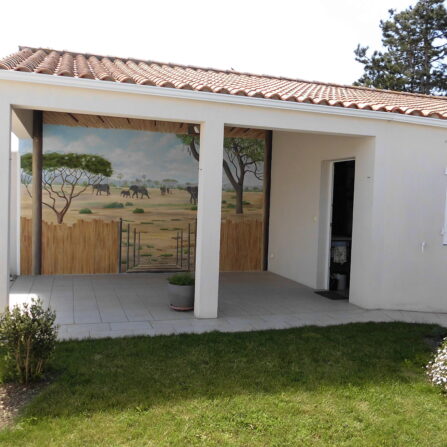 Trompe l'oeil Savane sous le porche d'un particulier - Nathalie Coppolani Artiste peintre La Rochelle